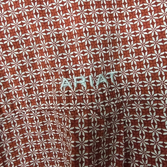 Ariat Shirt Men Large Red Floral Print Western Cowboy Rodeo Long Sleeve - Picture 7 of 11